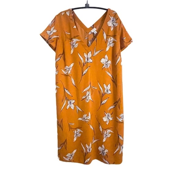 A New Day Rust/Mustard Floral Shift Dress XL - Picture 1 of 4
